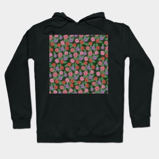 Floral pattern with dark green background Hoodie